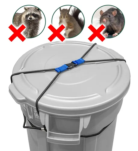 Miniatura 2 de ENCASED Bloqueo de cubo de basura extra grande para animales/mapaches, cuerda elástica resistente extra grande para exteriores