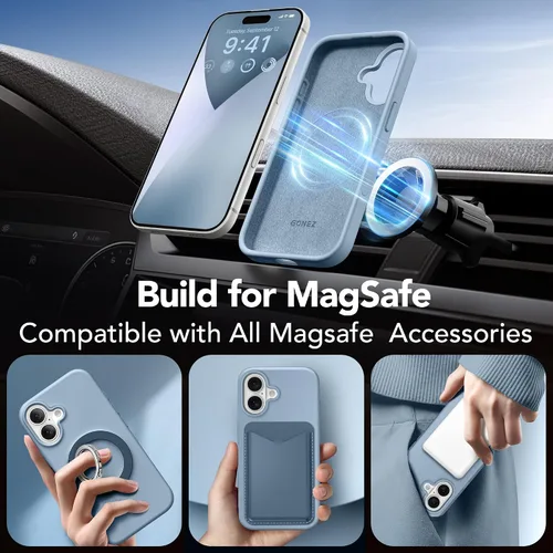Miniatura 985 de GONEZ Funda de silicona para iPhone 15 Pro Max, compatible con Magsafe, protector de cámara + protector de pantalla, forro de microfibra suave