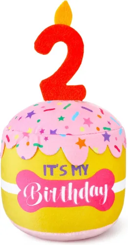 Miniatura 16 de Dansydaisy Accesorios de juguete de pastel de cumpleaños para perros, regalos para niñas y niños, juguete de peluche chirriante para decoración