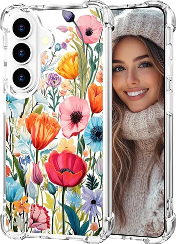 Miniatura 81 de Hungo Funda compatible con Samsung Galaxy S23 con diseño floral y bonito diseño transparente, femenino para mujeres y niñas, con hermoso clavel