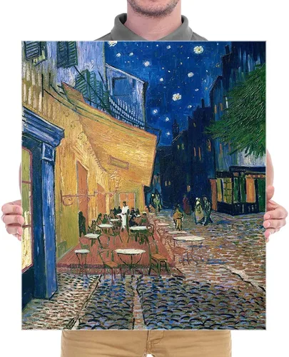 Miniatura 6 de Wieco Art V0060 reproducción al óleo del cuadro "Terraza de café por la noche", de Vincent Van Gogh. Pintura en lienzo Giclee, para decorar