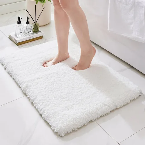 Miniatura 21 de Alfombras de baño antideslizantes, lavables, ultra gruesas, suaves, de microfibra absorbente, de látex de espuma de alta densidad, con respaldo Beige
