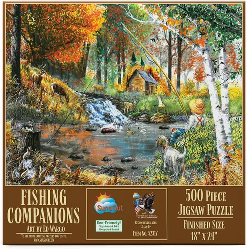 SUNSOUT INC - Fishing Companions - Rompecabezas de 500 piezas por artista: Ed Wargo - Tamaño acabado 18" x 24" - MPN # 52317