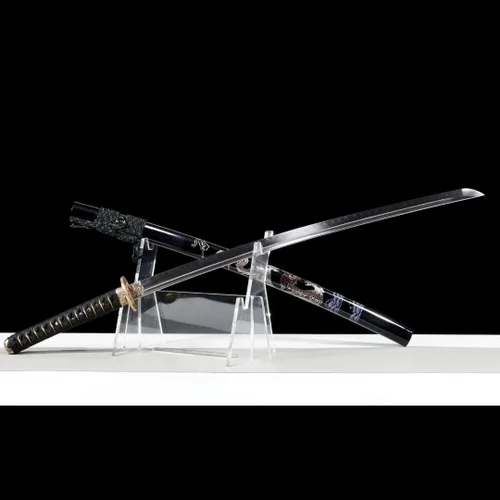 Miniatura 8 de Katana，Hand-Forged Katana Sword，Razor-Sharp 1095 & T10 Damascus Steel Blade, Full-Tang Structure for Martial Arts Practice, Collector's Display