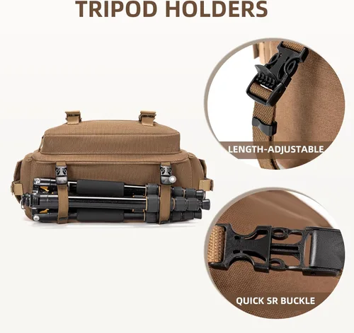 Miniatura 6 de CADeN Funda de lona para cámara compatible con Nikon, Canon, Sony DSLR/SLR cámara sin espejo con soporte para trípode, bolsa de hombro para cámara