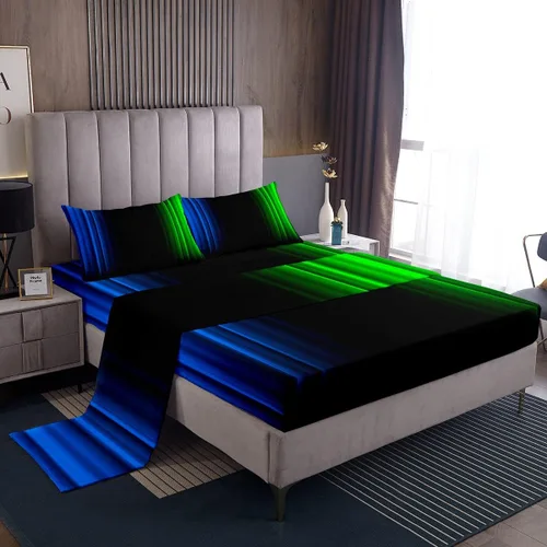 Miniatura 37 de Feelyou Juego de sábanas decorativas con ombre abstracto para niños y adolescentes, juego de sábanas rojas y negras de moda para dormitorio de niñas