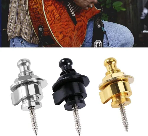 Miniatura 3 de Tbest Guitarra de bloqueo de seguridad, 10 unids/bolsa, correa de guitarra de metal, cerraduras y botones, correas de seguridad de liberación