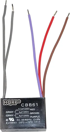 Miniatura 25 de HQRP Condensador de ventilador de techo CBB61 1uf+2uf de 3 cables listado UL