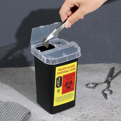 Miniatura 5 de Beaupretty Caja de almacenamiento de cuchillas, contenedor de eliminación de cuchillas de afeitar, colector de objetos punzantes para peluquería