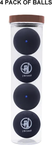 Miniatura 6 de J Bryant Squash Balls - Paquete de 4 bolas de goma de punto azul para principiantes y niños