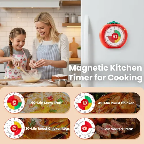 Miniatura 3 de Temporizador visual para niños, temporizador magnético de cuenta regresiva de 60 minutos para aula, oficina, cocina, con funcionamiento silencioso