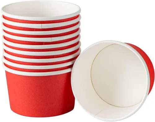 Miniatura 12 de Restaurantware 50 unidades rojo para llevar taza desechable de 3 x 3 x 1.8 pulgadas, mini taza de papel resistente a la grasa reciclable diseño