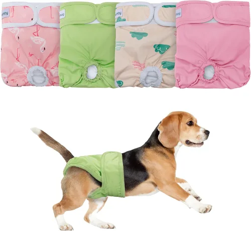 Miniatura 19 de Teamoy – Pañales lavables para perros hembras, reutilizables, súper absorbentes y cómodos Flamingo+ Cloud+ Verde+ Rosa (4 piezas)