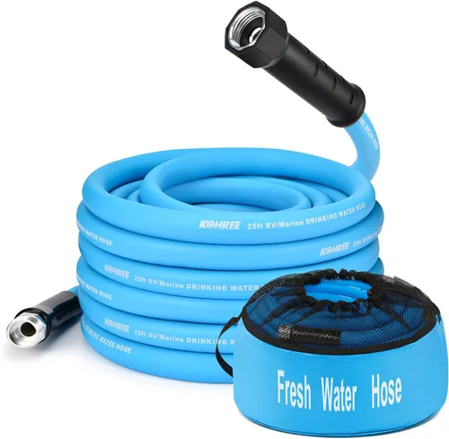 Kohree: Manguera de agua para caravana de 25 pies con bolsa de almacenamiento, manguera de 5/8 pulgadas de excelente calidad para agua potable sin