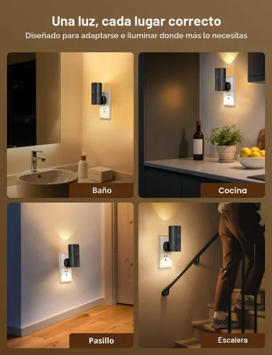 Miniatura 4 de Likelgn Luz nocturna enchufable a la pared, paquete de 2 luces LED regulables con sensor de atardecer a amanecer, brillo blanco suave, para pasillo