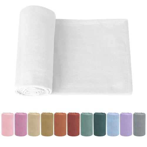 Miniatura 12 de Manta orgánica para bebé con borde de volante, grande de 50 x 43 pulgadas, 100% muselina de algodón, suave, transpirable, para cuna, género neutro