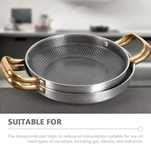 Miniatura 4 de Angoily Sartén antiadherente de acero inoxidable con forma de panal para mariscos, cangrejos de río y huevos, utensilios de cocina compatibles
