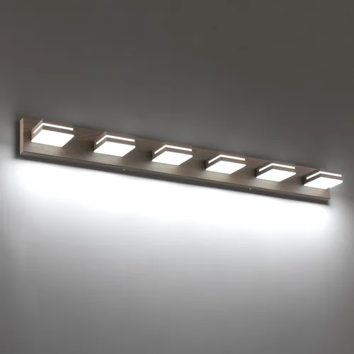 Miniatura 79 de SineRise - Lámpara LED para tocador de baño - Moderna lámpara de acrílico con acabado cromado para iluminación de pared sobre el espejo - 2 luces