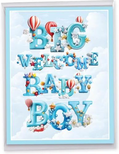 Miniatura 13 de NobleWorks - Tarjeta de felicitación para recién nacido con sobre (grande 8.5 x 11 pulgadas) - Baby On The Way J6355BBG