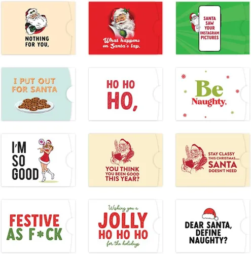 Miniatura 18 de Andaz Press Divertido surtido de portatarjetas de regalo de Navidad, 4.25 x 3 pulgadas para tarjetas de crédito de Papá Noel secreto, elefante