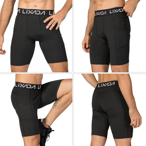 Miniatura 5 de Lixada Pantalones cortos de compresión para hombre, paquete de 3 unidades, ropa interior de entrenamiento activo para deportes de alto rendimiento