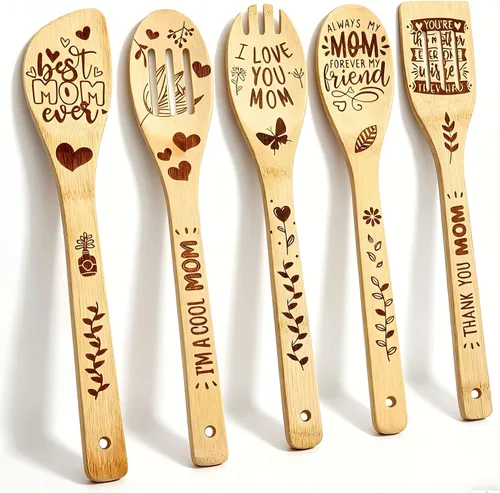Miniatura 11 de Mercancía del programa de TV Friends - Juego de 5 cucharas espátula de madera para utensilios de cocina, decoraciones para fiestas de Friendsgiving