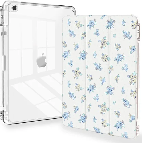 Miniatura 14 de Feams Funda para iPad de 9ª generación, funda triple para iPad 10.2, cubierta trasera transparente con soporte para lápiz y apagado Ángel