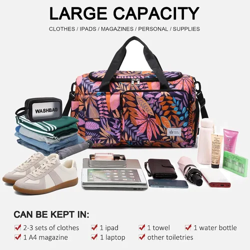 Miniatura 219 de Pequeña bolsa de gimnasio para mujer, bolsa de viaje con compartimento para zapatos