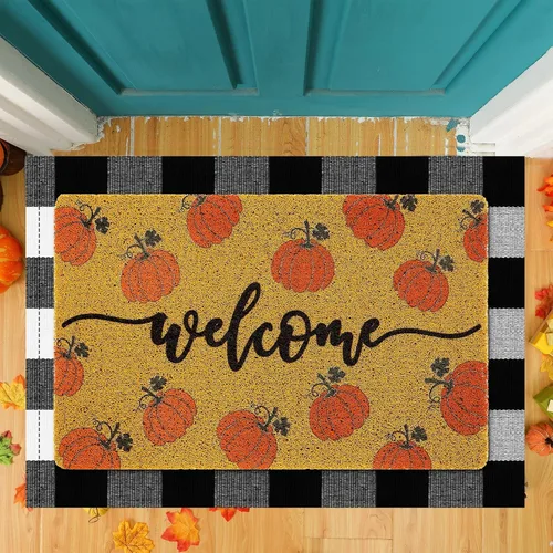 Miniatura 2 de Fabbay 2 tapetes de calabaza de otoño para puerta de Acción de Gracias, otoño, bienvenida, al aire libre, felpudo de calabaza en capas, alfombra a