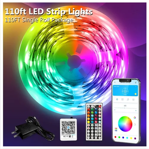 Miniatura 5 de DAYBETTER - Tiras de luces LED de 110 pies, tiras de iluminación inteligentes con control remoto de aplicación, luces RGB que cambian