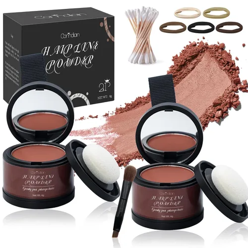 Miniatura 10 de Paquete de 2 polvos de línea capilar para mujeres y hombres, se utiliza para retoques de raíces, color de cabello, adelgazamiento y cobertura