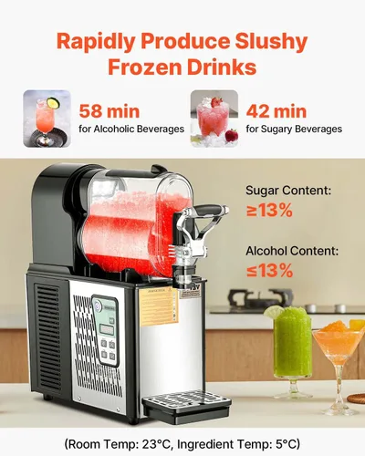 Miniatura 3 de VEVOR - Máquina comercial para hacer bebidas heladas, tanque único de 3L×1, fabricante de bebidas congeladas de 12 tazas, máquina de batidos
