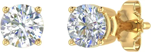Aretes de diamantes engastados con 4 dientes, de 38 quilates a 34 quilates en oro de 14 quilates, oro amarillo, ER-04133-0062-I2I3J-14KY