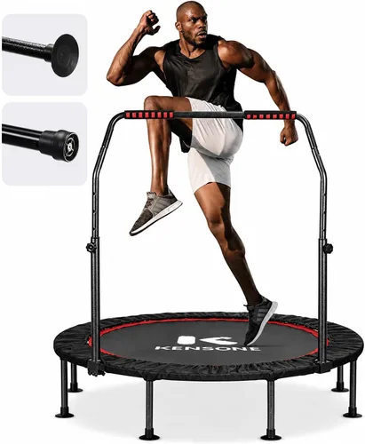 KENSONE Trampolín Mini Plegable de 40"/48", Trampolín Interior para Niños y Adultos, Entrenamiento Interior/Jardín, Reboteador de Fitness con Mango