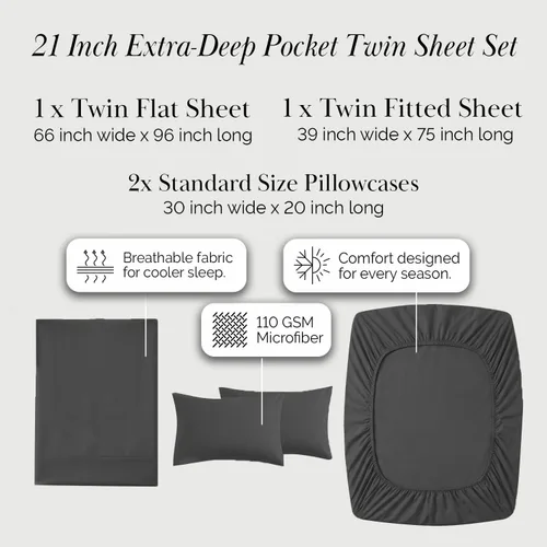 Miniatura 401 de Southshore Fine Living, Inc. Juego de 7 piezas de sábanas King divididas para cama ajustable, juego de sábanas King divididas con bolsillo de 21