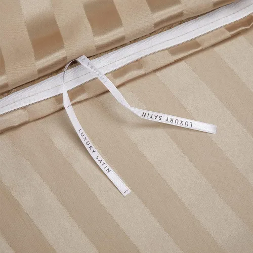 Miniatura 3 de Funda de edredón de satén a rayas de microfibra de seda sintética jacquard, funda de edredón individual de 54 x 90 pulgadas, suave hotel de 2 piezas