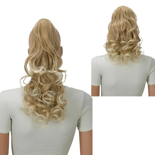 Miniatura 16 de PRETTYSHOP 16 o 20 pulgadas clip para el pelo en extensión cola de caballo 2 en 1 rizada resistente al calor
