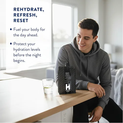 Miniatura 5 de HTWO Agua de hidrógeno molecular con electrolitos, recuperación Nightlyfe sin sabor, fuente pura y paquetes de hidratación ultrapurificados, paquete