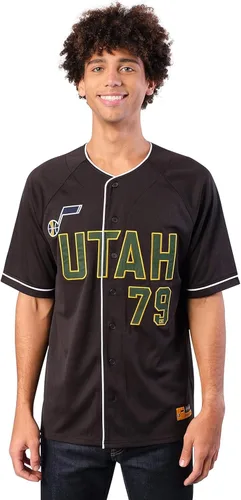 Miniatura 26 de Ultra Game Camiseta de béisbol oficial de la NBA con botones y botones para hombre Negro 23