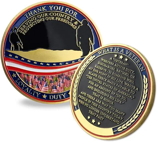 BHealthLife Moneda de desafío de apreciación de veteranos militares gracias por su servicio Regalo para veteranos