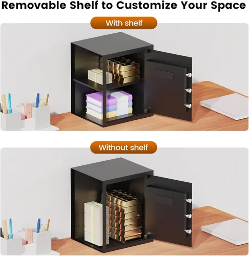 Miniatura 2 de Caja de seguridad de 16.54 pulgadas de alto, caja de seguridad para el hogar de 2.5 pies cúbicos con bolsa impermeable e ignífuga, caja de seguridad