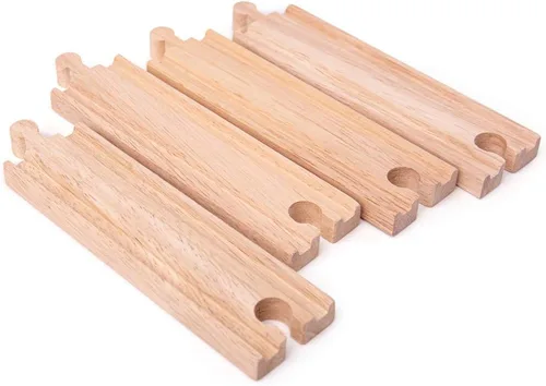 Miniatura 3 de Bigjigs Rail Largas rectas (paquete de 4) - Otras marcas principales de rieles de madera son compatibles