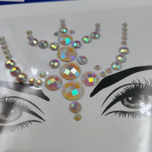 Miniatura 7 de Joyas faciales para mujeres, maquillaje para festivales, gemas faciales autoadhesivas de Halloween, tatuaje temporal fluorescente, joyas corporales