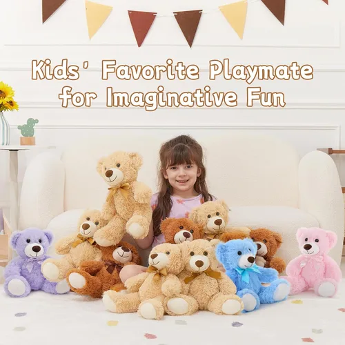 Miniatura 4 de MorisMos 10 Osos de Peluche a Granel para Baby Shower, Osos de Peluche Lindos de 14 Pulgadas Animales de Peluche de Felpa, Pequeños Osos de Peluche