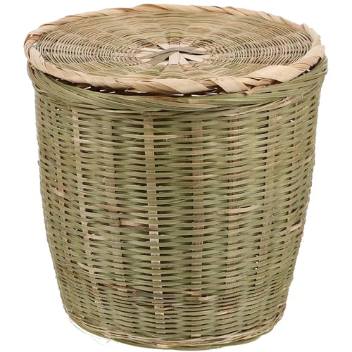 Luxshiny Cesta de basura con tapa, almacenamiento tejido versátil para dormitorio, cocina, organizador ordenado para verduras y artículos diversos