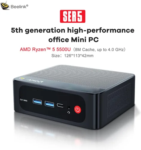 Miniatura 2 de Beelink SER5 - Mini PC W11 Pro, AMD Ryzen 5 5500U (6C/12T hasta 4.0 GHz), 16 GB DDR4, 500 GB SSD NVMe, gráficos 7 núcleos 1800 MHz, Wi-Fi 6, BT5.2