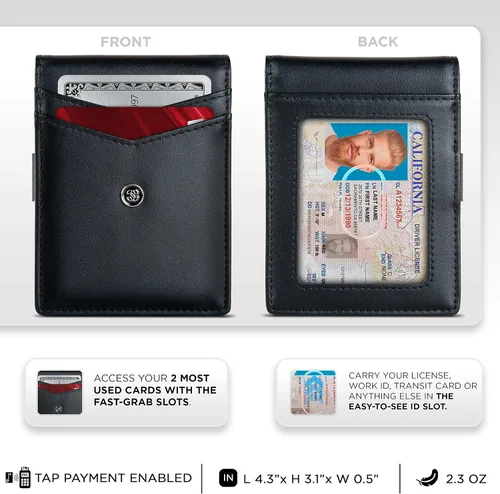 Miniatura 27 de Suavell Billeteras delgadas de cuero para hombres. Cartera con clip para dinero. Cartera de perfil bajo RFID Cartera minimalista