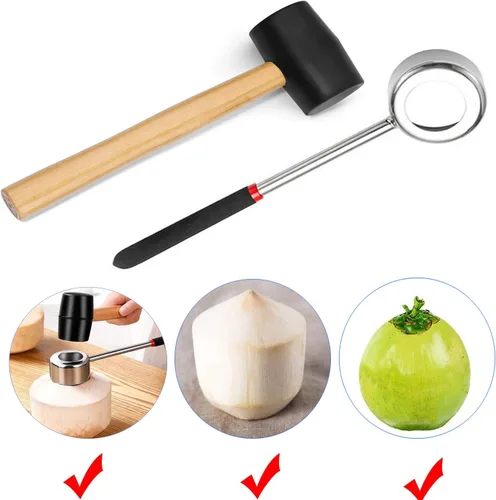 Miniatura 2 de Juego de 3 abridores de coco de acero inoxidable, kit de herramientas para abrir cocos frescos