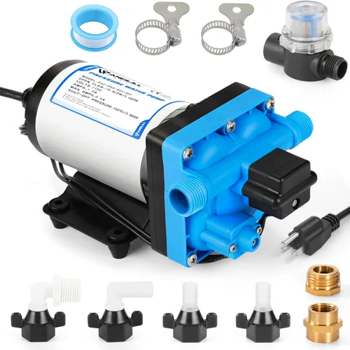 Miniatura 8 de Anbull Bomba de transferencia de agua de 110 V 4.0 GPM/45 PSI, bomba de diafragma de presión de refuerzo de agua industrial con adaptadores
