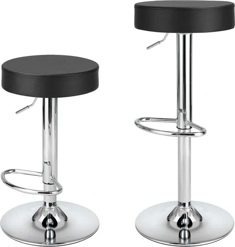Miniatura 10 de Finnhomy Juego de 2 taburetes de bar de altura de mostrador, taburetes de bar giratorios con reposapiés y espalda descubierta, taburetes de bar Negro